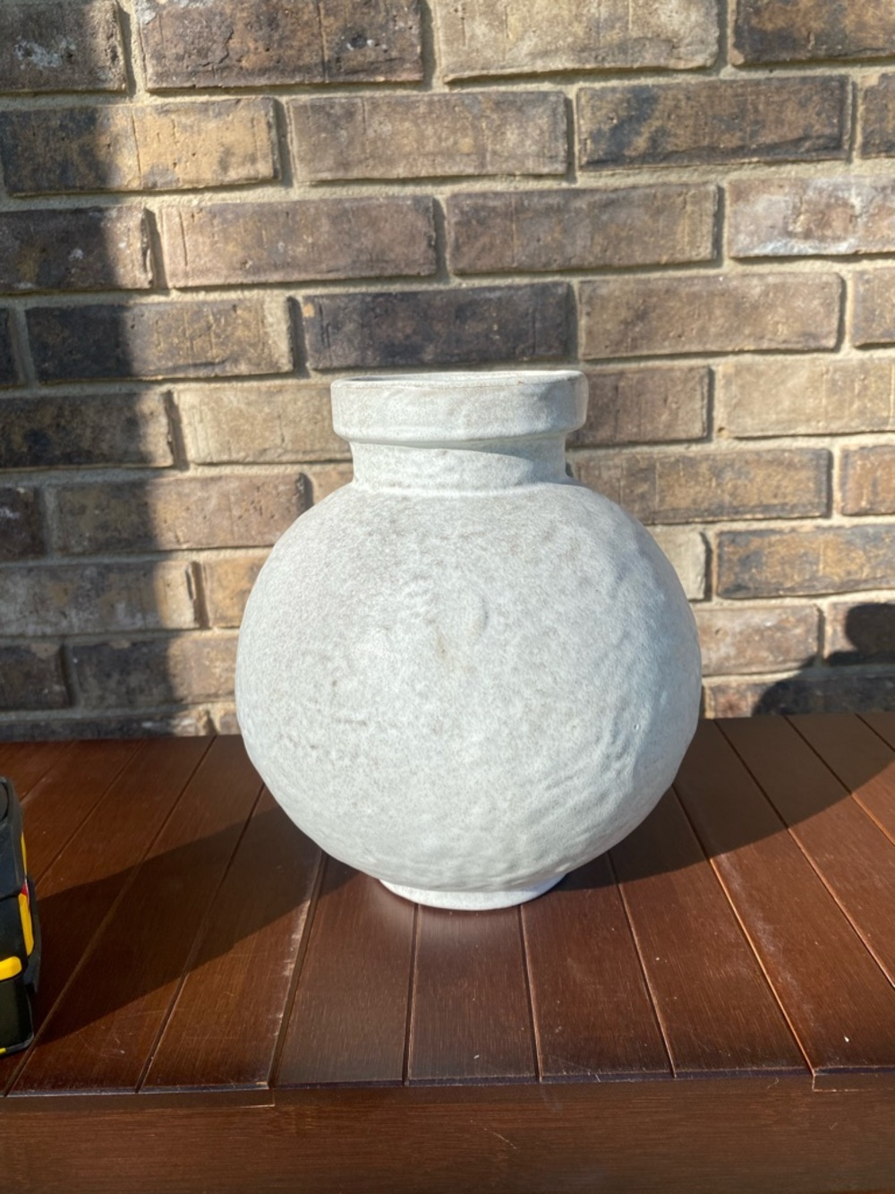 Round White Terracotta Vase